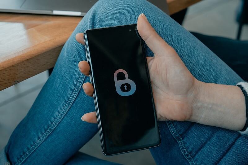 a person holding a privacy-protected smartphone